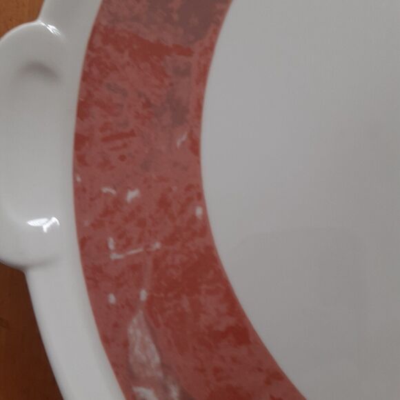 Villeroy Boch warm tones Siena cake plate 12 7/8" salmon pink marbelized - Picture 3 of 5